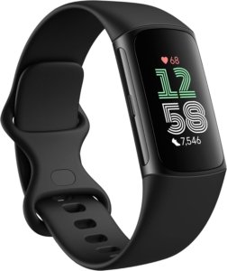 Fitbit Charge 6 Fitness Tracker with Google apps, Heart Rate on Exercise Equipment, 6-Months Premium Membership Included, GPS, Health Tools and More, Obsidian-Black, One Size S & L Bands Included